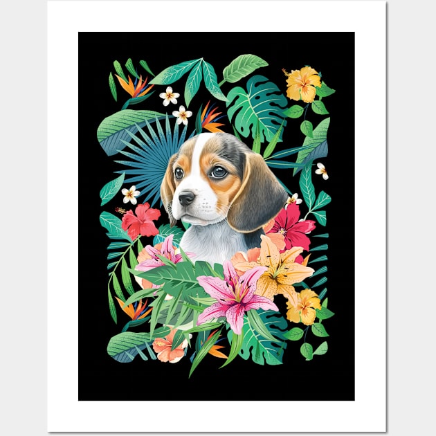 Tropical Beagle Puppy 2 Wall Art by LulululuPainting